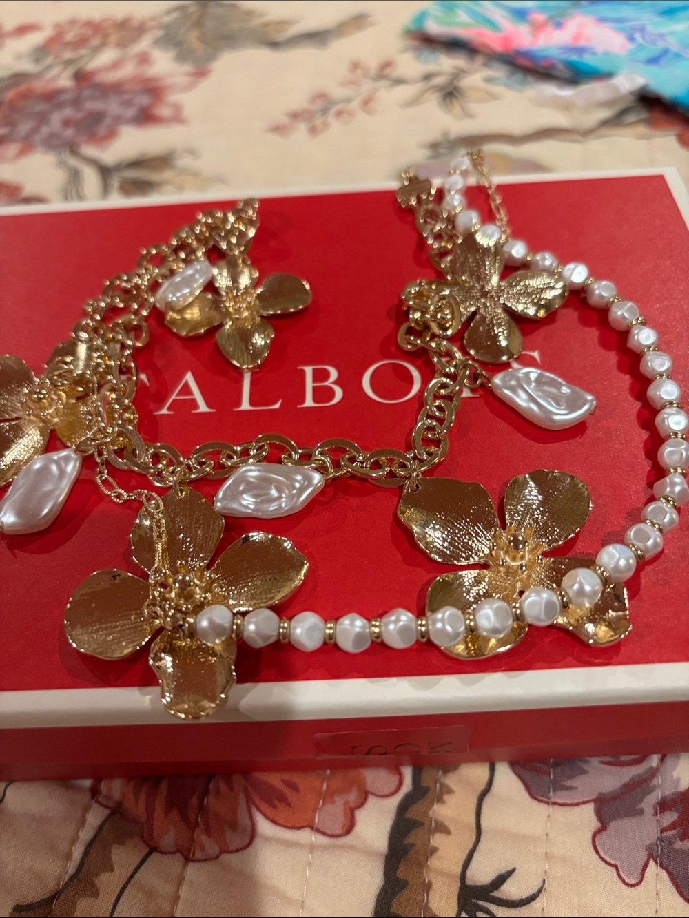 Albion Gold Floral Pearl necklace by Lilly Pulitzer NWOT